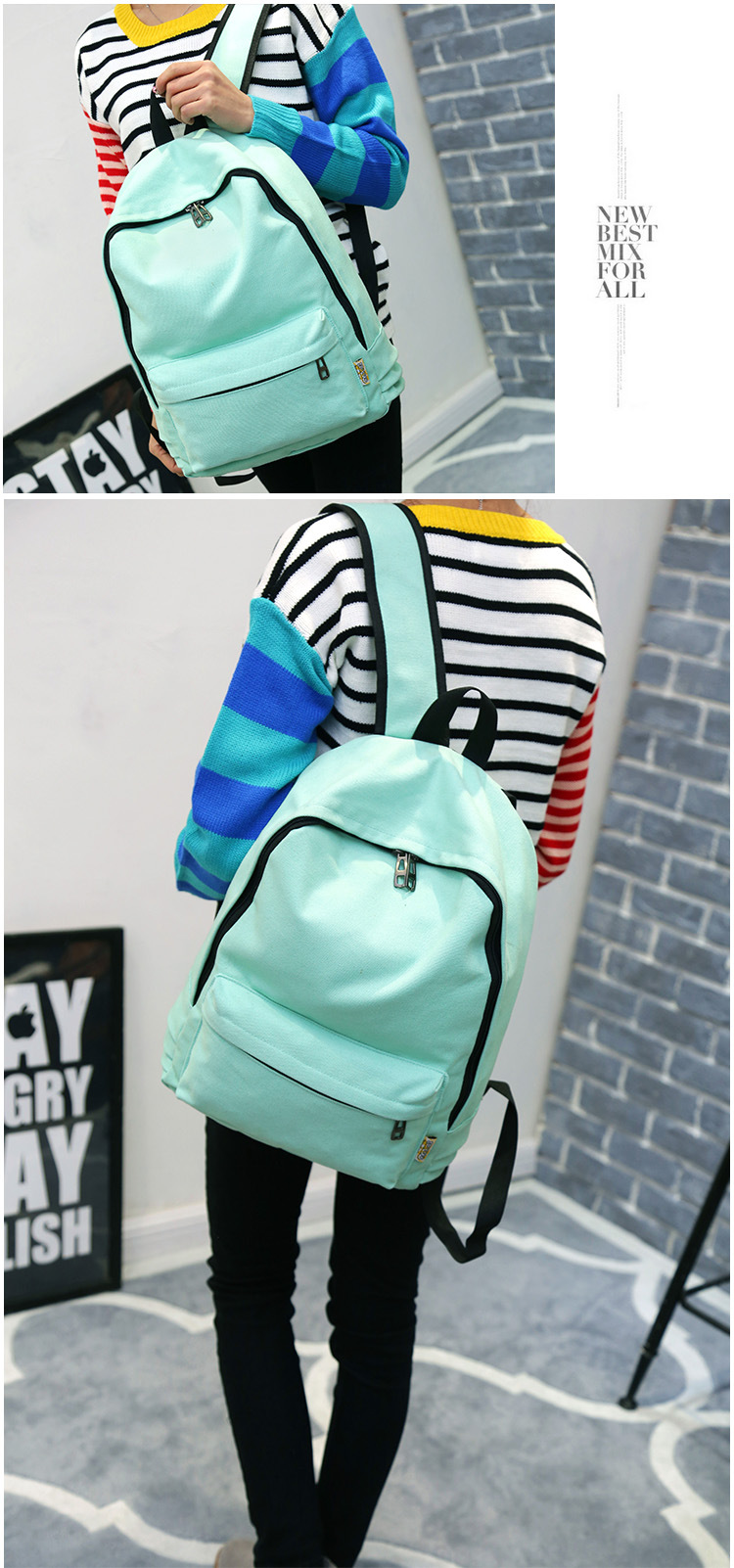 c93120c7 a540 4bab a348 1b97e015f246 Backpack Women Korean Style Canvas Pure Color Simple