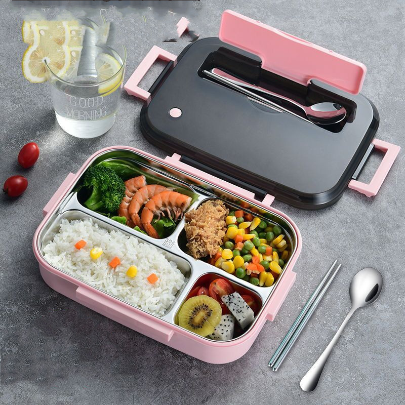 Four-compartment Lunch Box With Compartments For Students And Office ...