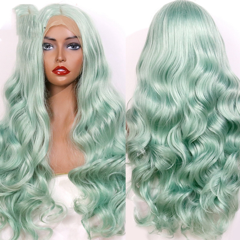 Mint Green High Temperature Silk Front Lace Wig