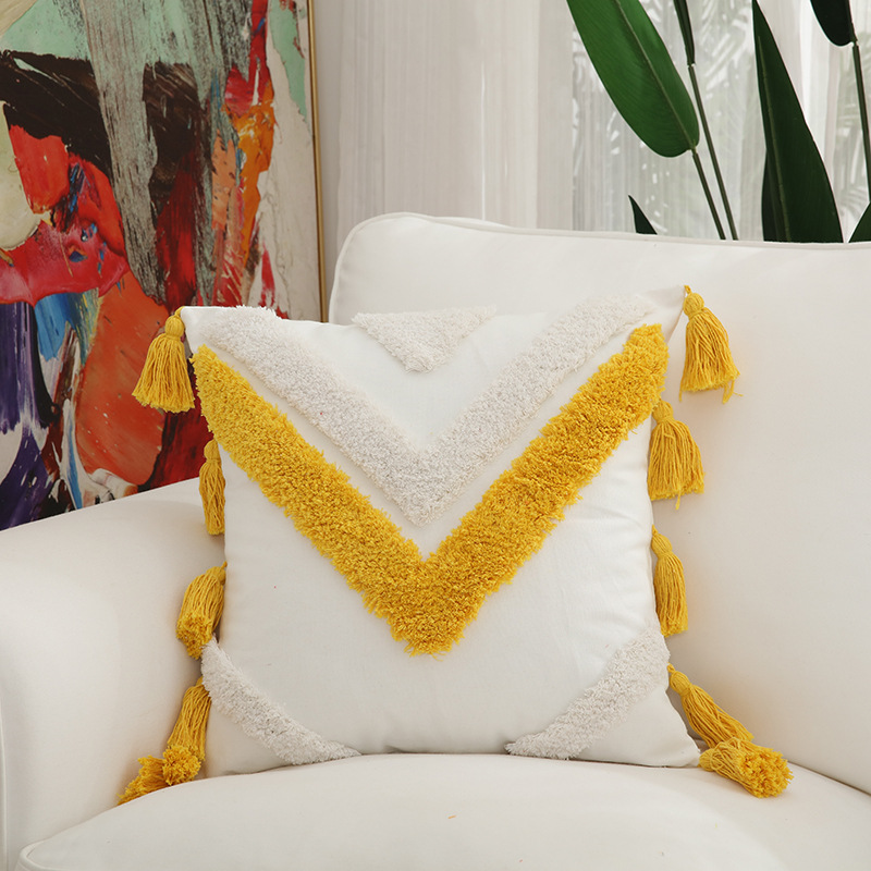 Yellow  Embroidery Home Pillow Case