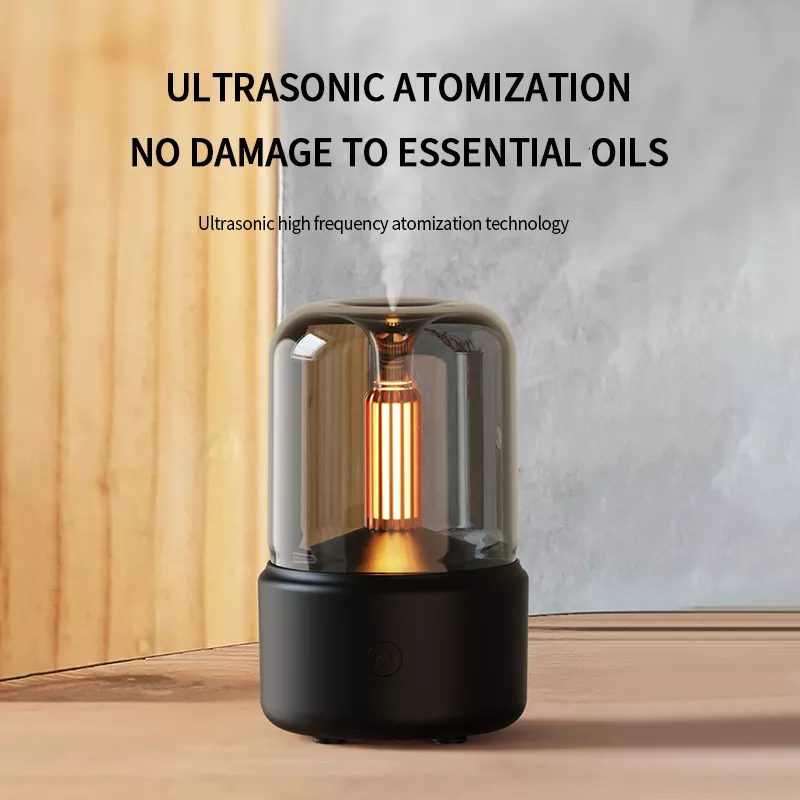 Diffusore di aromi effetto candela, lampadina edison, 120ML, USB