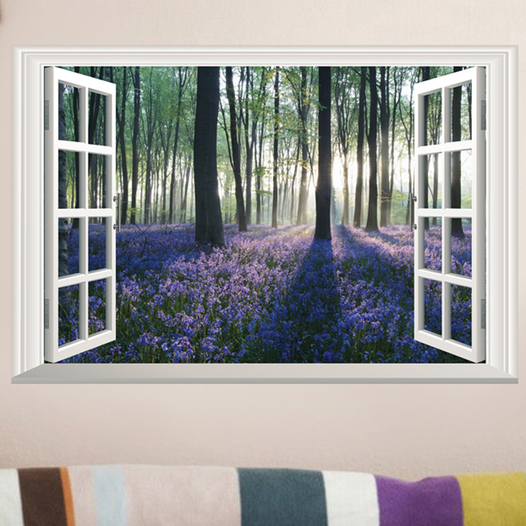 TV Wall Bedroom Decorative Fake Window Landscape Stickers - CJdropshipping