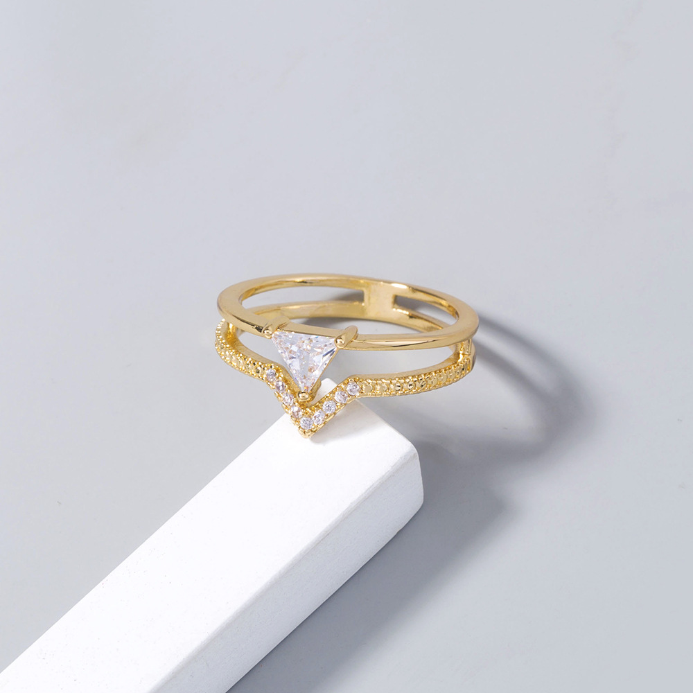 Geometric Irregular Triangle Zircon Ring - CJdropshipping