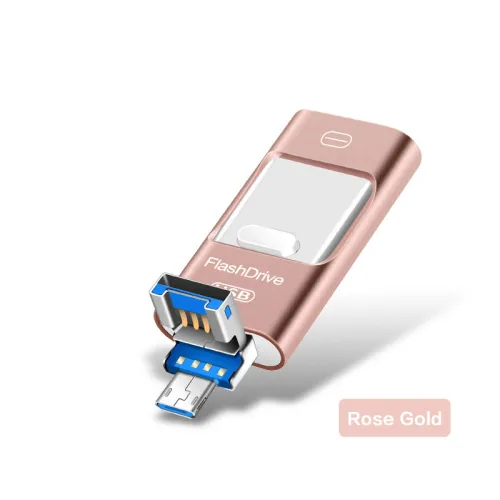 Color: Rose Gold, capacity: 128GB - Universal Three-in-one USB Drive For Mobile Phone And Computer