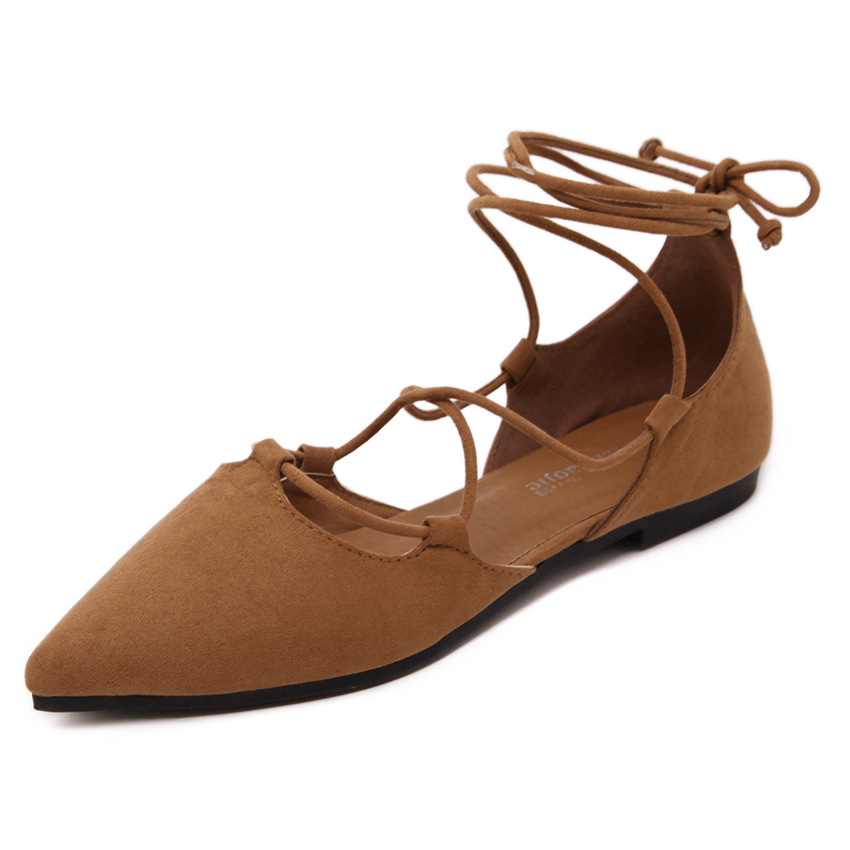 Cross Straps Pointed Flat Slip-on Shoes