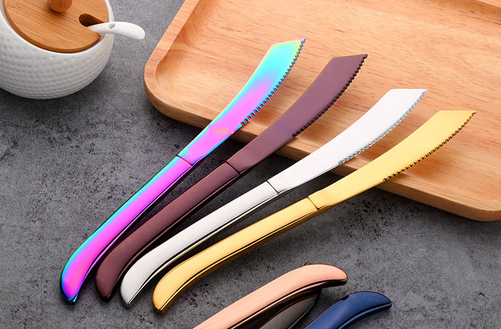 Stainless Steel Rainbow Serrated Steak Knives | Petra Shops