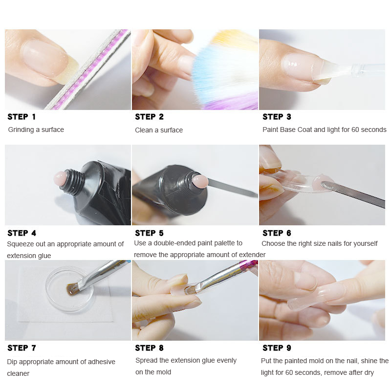 Painless Extension Gel Nail Art Without Paper Holder Quick Model Painless Crystal Gel Set 16