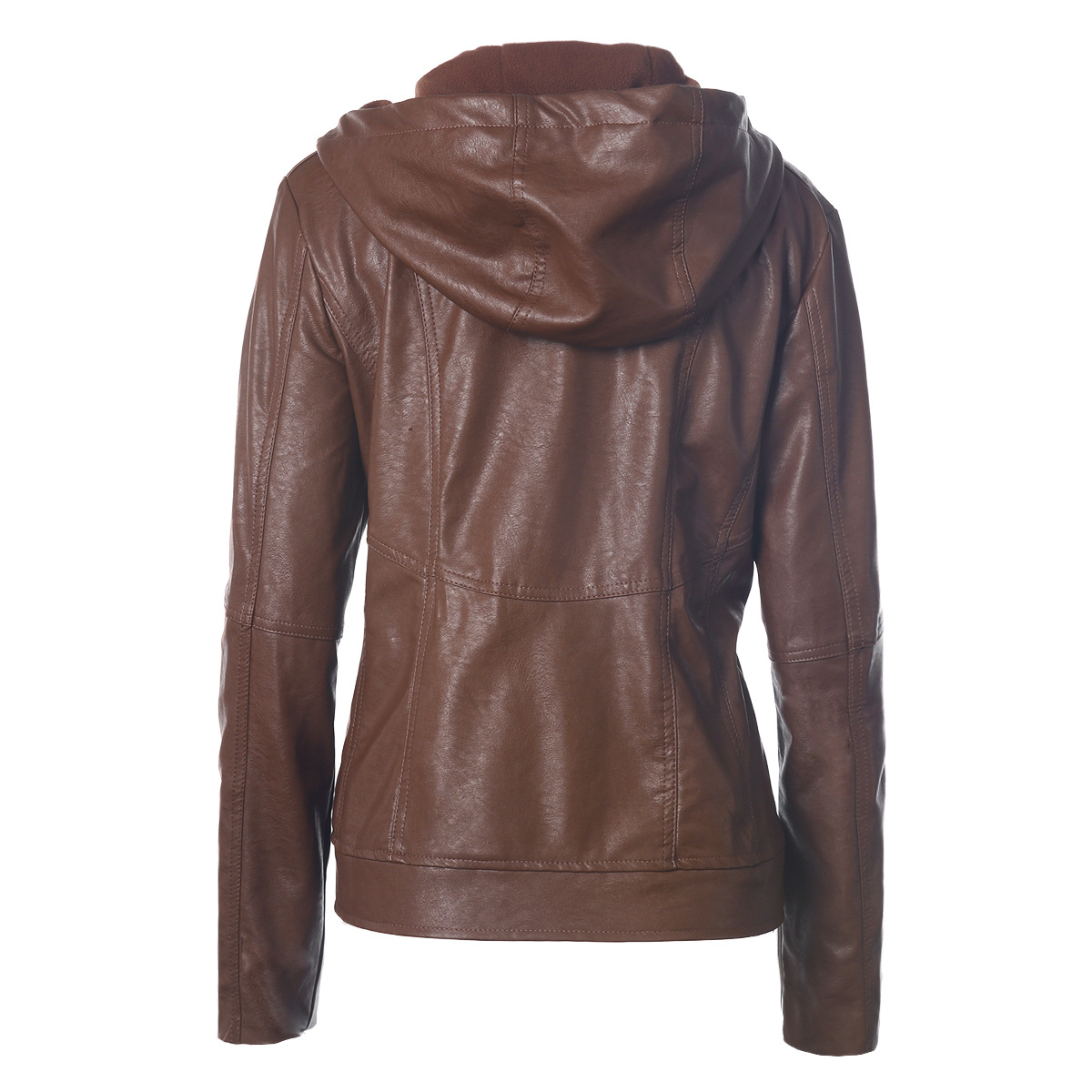 Fashion Hooded Long Sleeve Leather Jacket shopper-ever.myshopify.com