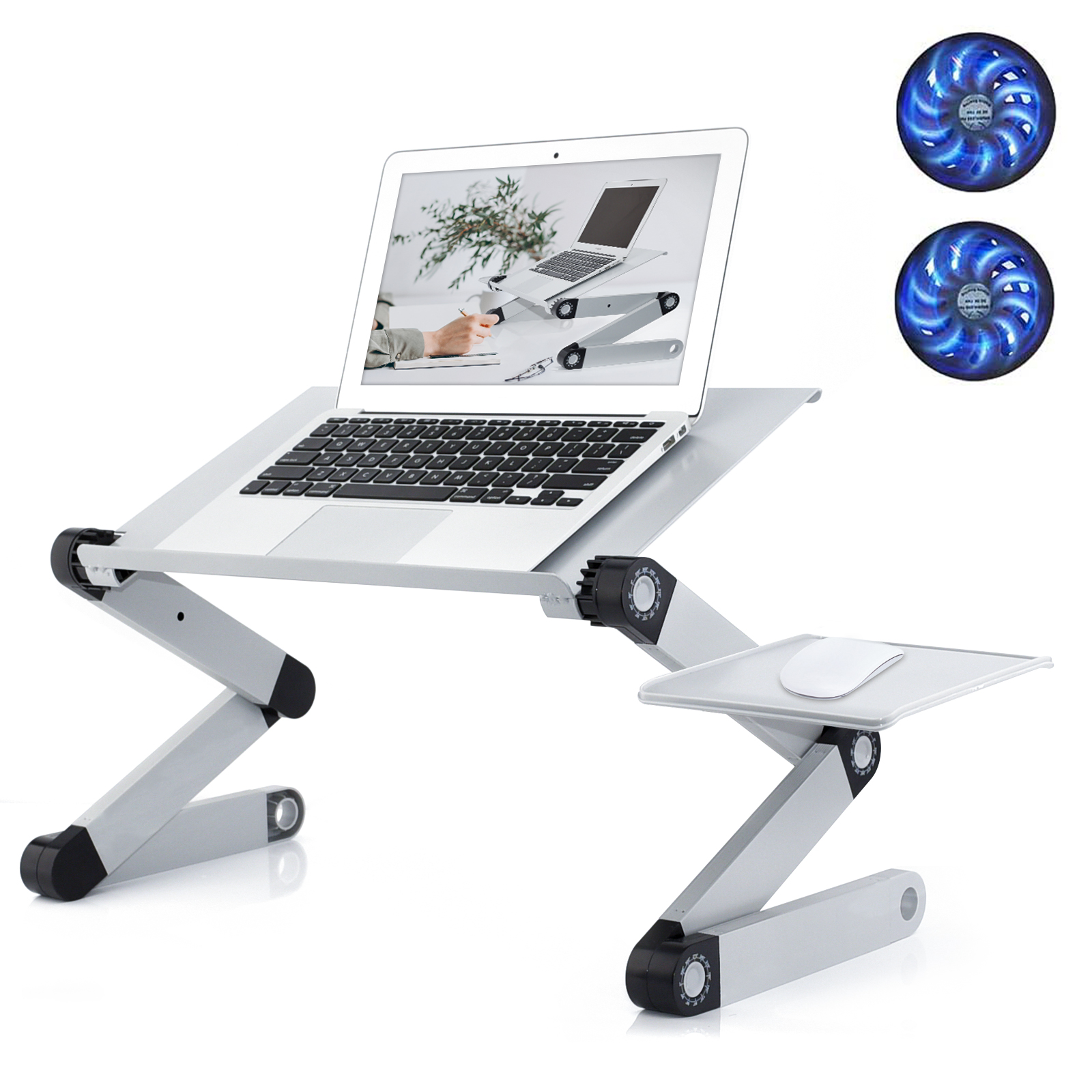 Adjustable Laptop Stand, RAINBEAN Laptop Desk with 2 CPU Cooling USB Fans for Be - Picture 13 of 13