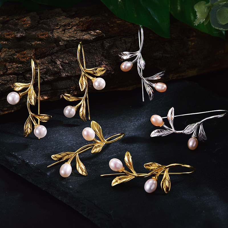 Grazia Jewelry Spring Vines - Pearl Earrings