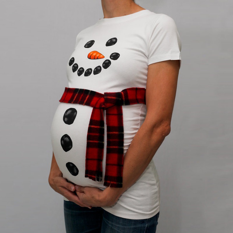 Women Snowman Cartoon Maternity T Shirts Pregnancy Tee Tops Clothes Blouse Shirt