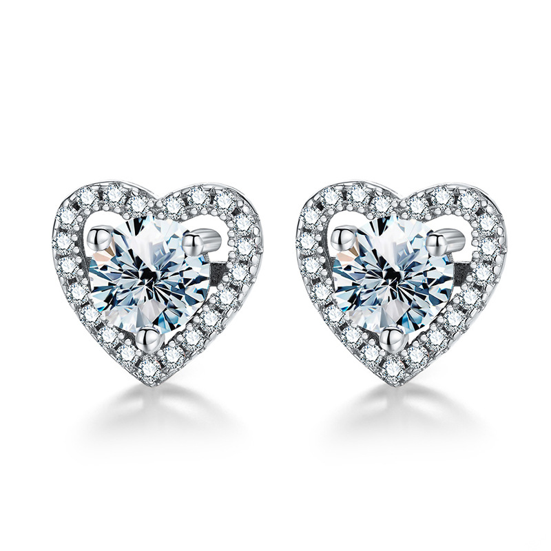 Glamorous image showcasing Sterling Silver Moissanite Stud Earrings, a perfect blend of luxury and style