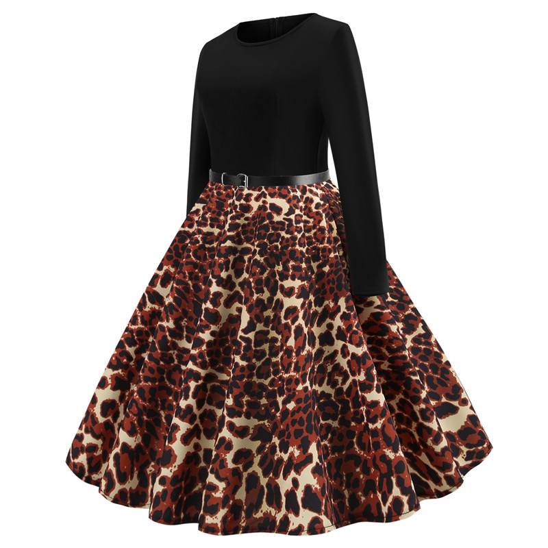 Leopard print long sleeve dress