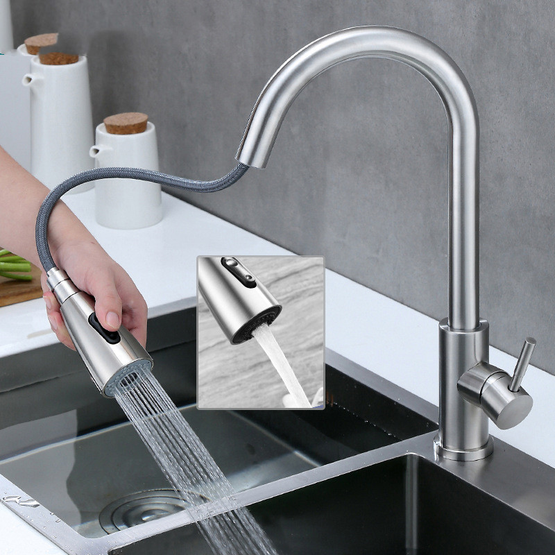 304 Stainless Steel Pullout Kitchen Faucet CJdropshipping