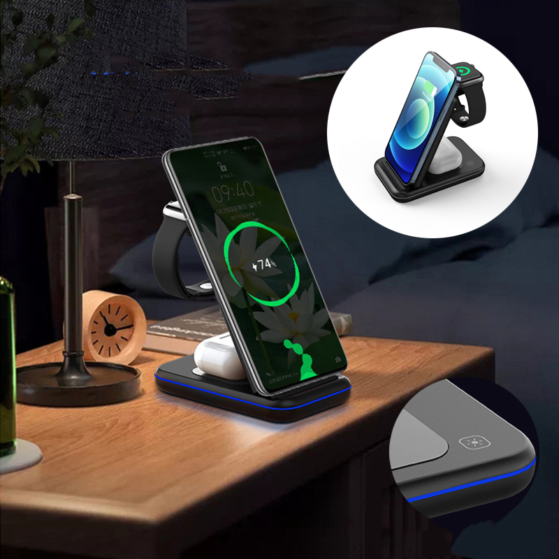 Folding Threeinone Wireless Charger CJdropshipping