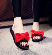 2021 Summer Slippers Women Shoes Bohemian Bow Slides Flat Shoes Woman Flat Slippers Casual Beach Shoes Red