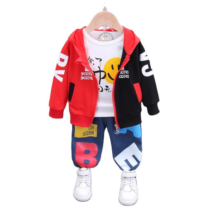 Cool Letter Print Baby Toddler Boys 3Pcs Shirt, Jacket and Pants
