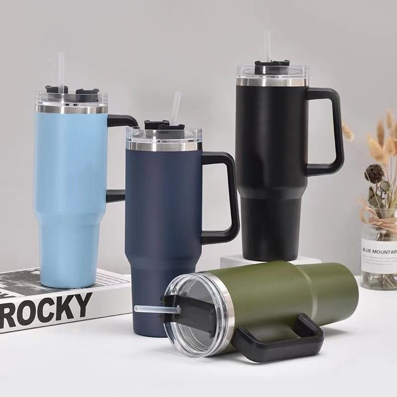 Stanley 40Oz Cup with Straw Cold Insulation Stainless Steel Vacuum  Insulated Car Mug Thermal Iced Travel Cup Water Bottle - AliExpress