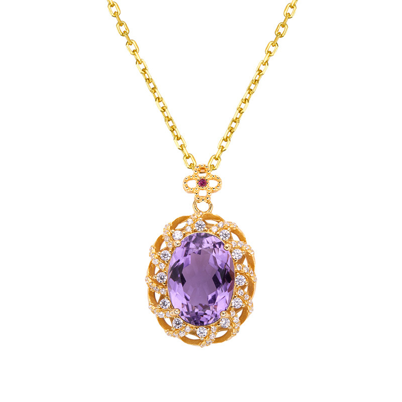 Luxury Women's S925 Silver Necklace with Amethyst