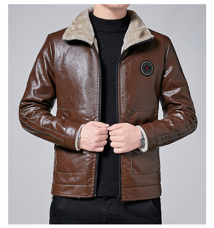 d850da31 02bf 46b6 9fcb 45f04f66c6a7 - Lapel Motorcycle Jacket Plus Velvet Pu Leather Jacket