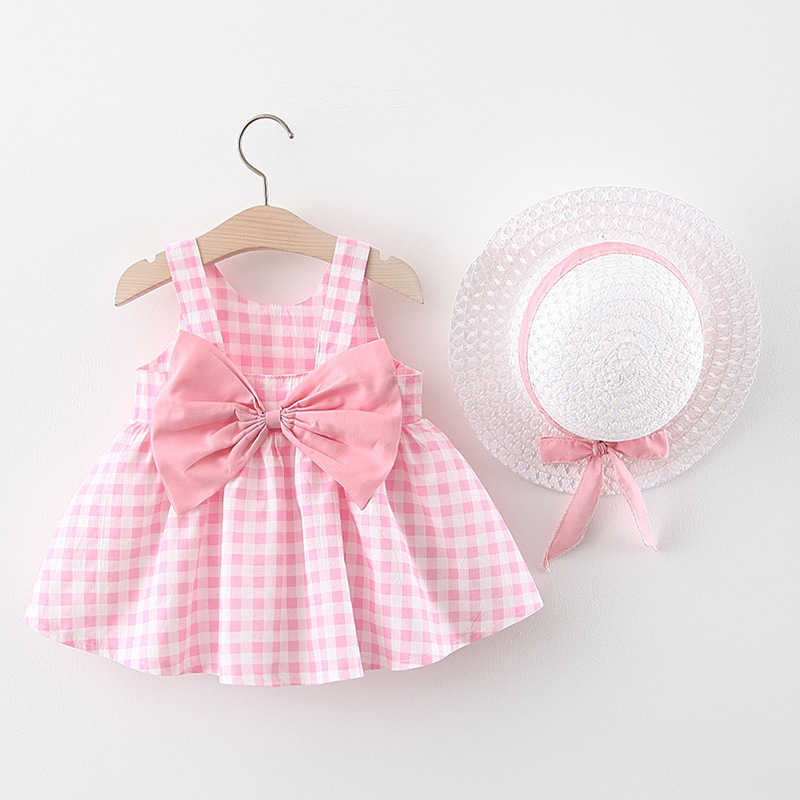 Baby Girl Plaid Skirt Fashion Girl Skirt Free Straw Hat - CJdropshipping