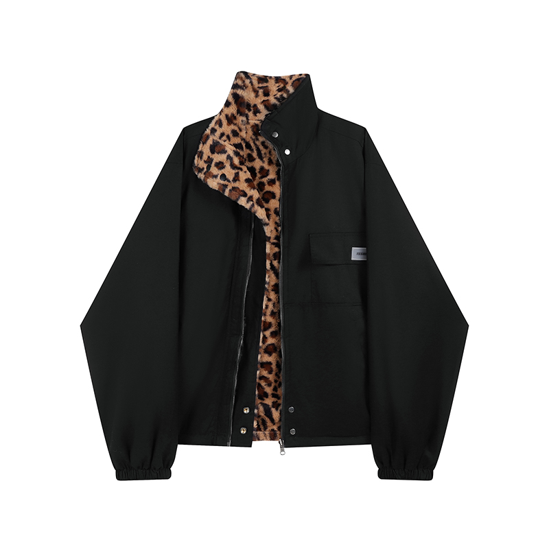 Loose Versatile And Warm Double-sided Leopard Print Tooling Jacket ...
