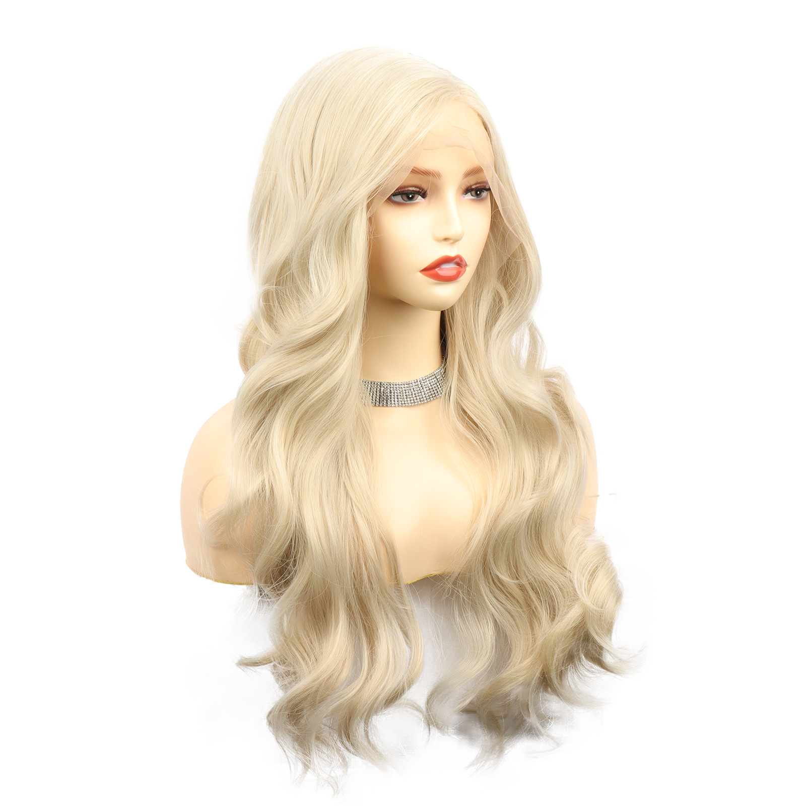 Wavy Blonde Heat Resistant Fiber Hair Synthetic Front Lace Wig