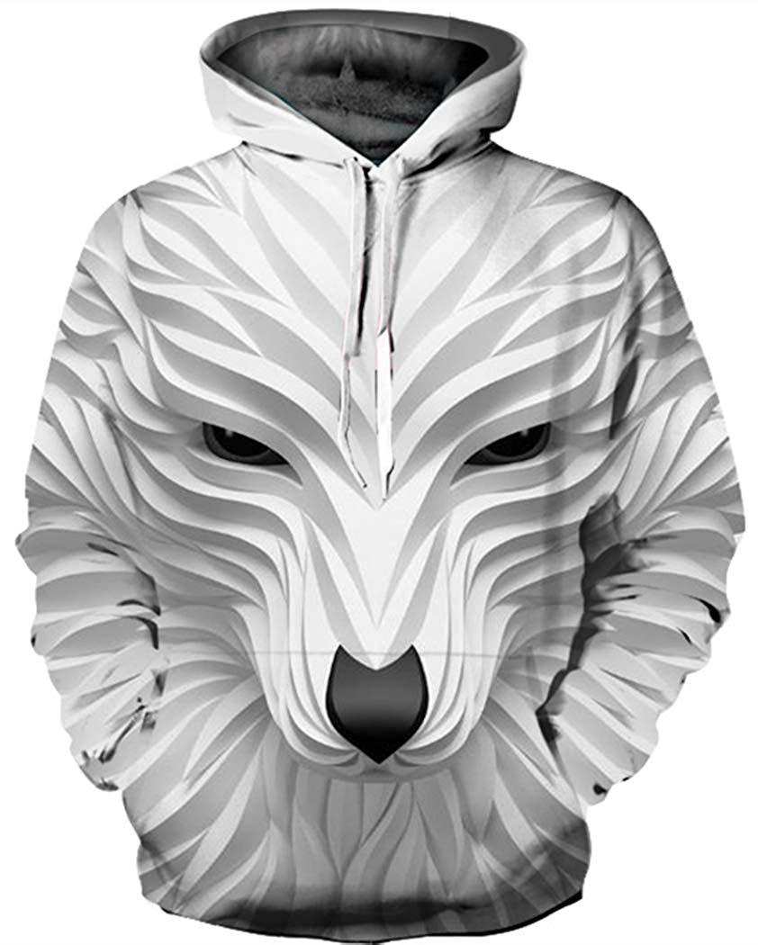 Fashionable 3D men's pullover hoodie with long sleeves