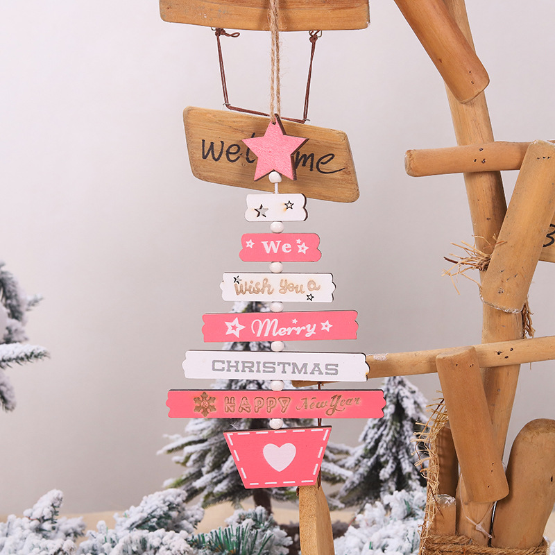 Color Wooden Creative Letter Christmas Tree Pendant