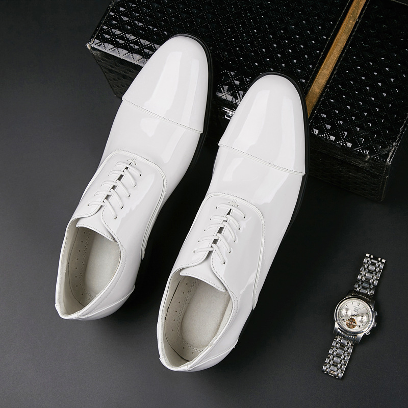 Men's Leather Three-joint White Formal Office Shoes