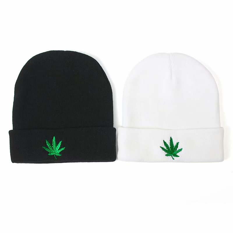 Marijuana/Weed/Leaf Cuff Beanie-Hat Skully - Knit Winter Hat Women