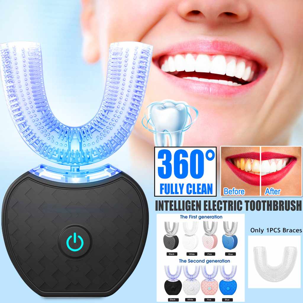 360 Degrees Intelligent Automatic Electric Toothbrush Waterproof U Type Tooth Brush Whitening 