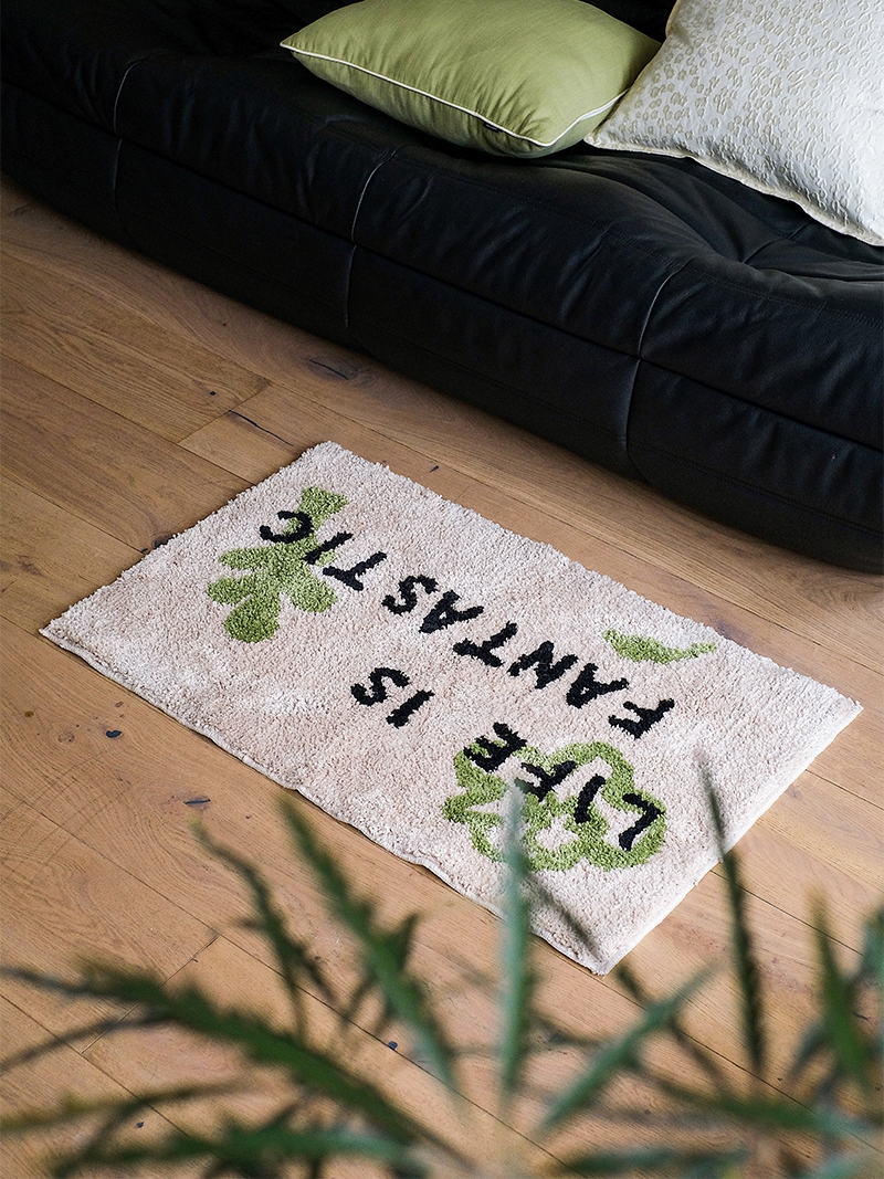 Spirit of spring cream white tufted door rug and mat, by A Bit Sleepy homedecor concept store
