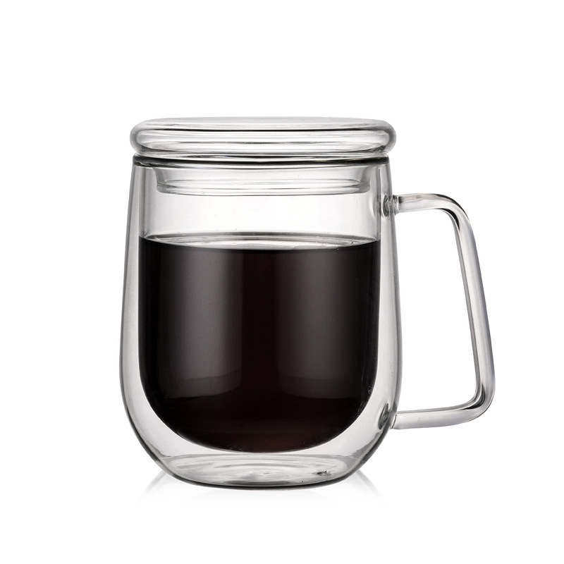 Florence glass coffee mug with lid