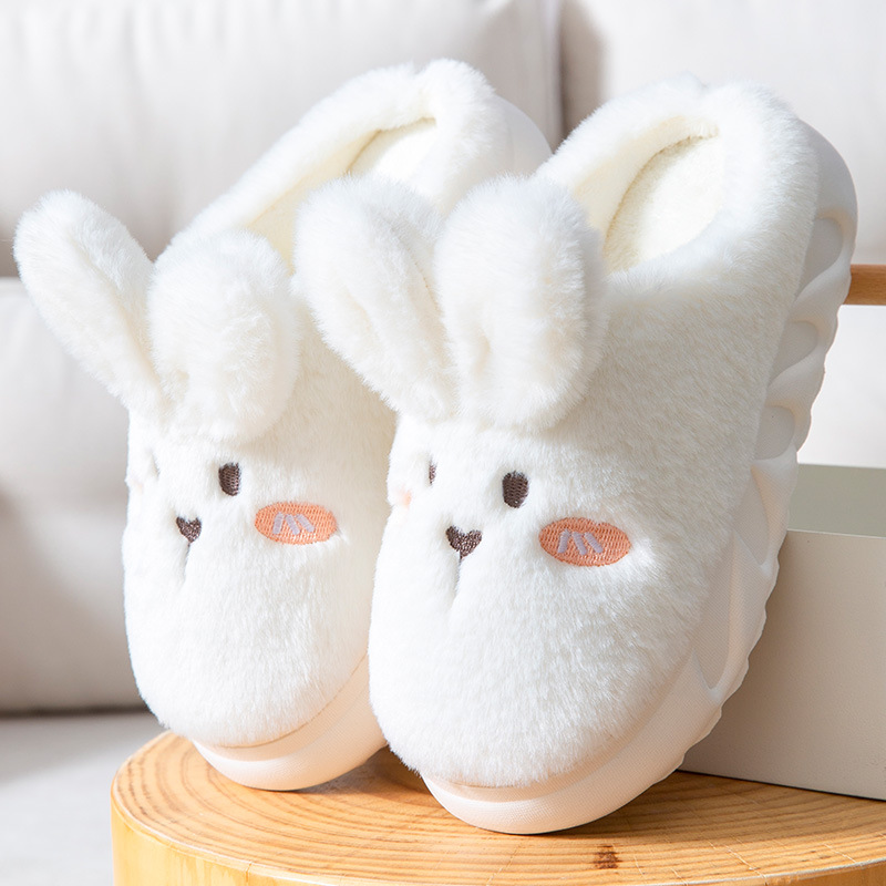 chaussons semelles hautes lapin blanc