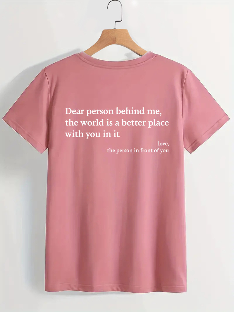 2023 New Fashion Womens Letter T-Shirt Round Neck Short Sleeve Slogan Tee Top - Picture 9 of 11