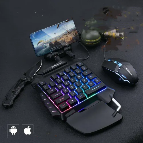 Color: 3style, power: USB - Mobile Game Throne One-Handed Keyboard Set Colorful