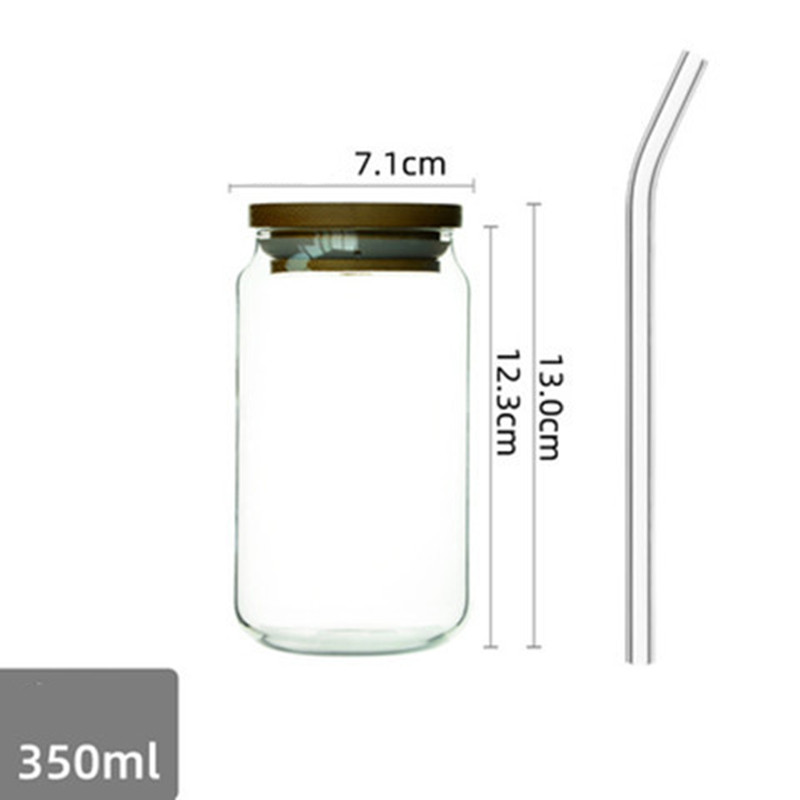 Philadelphia can shaped glass with lid 350 ml
