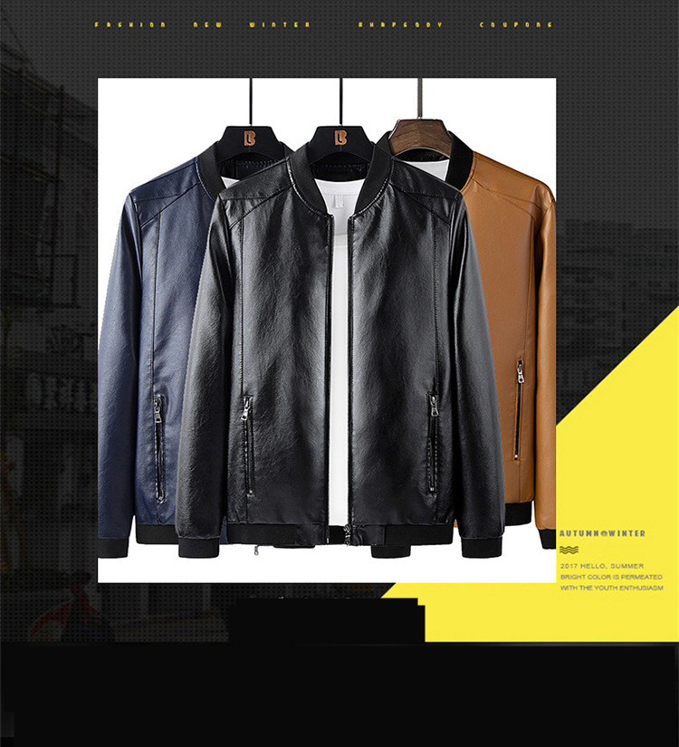e3799f6b 3353 44f9 bd96 e4bdbaf5be33 - Fashion Trend Stand Collar Long Sleeve Leather Jacket