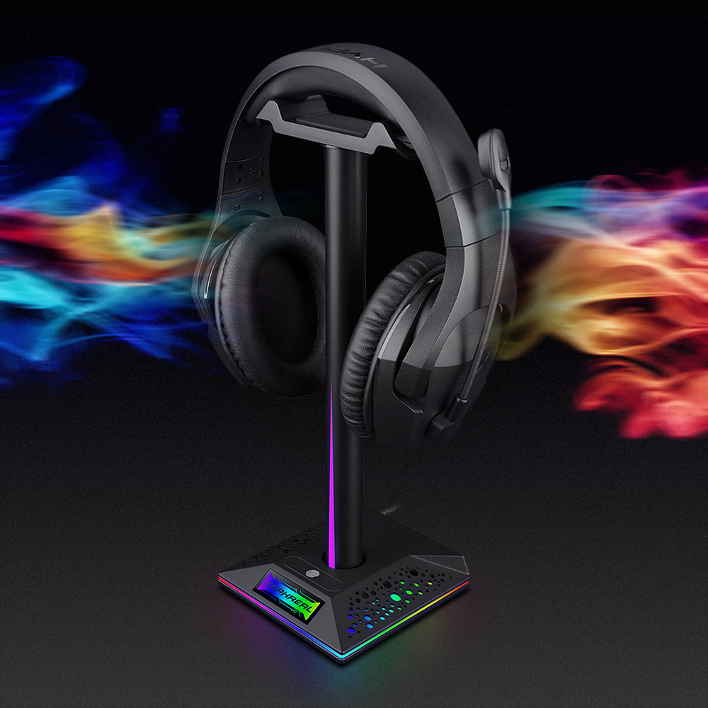 RGB Game Console Headphone Stand Ambient Light Emitting Dual USB ...