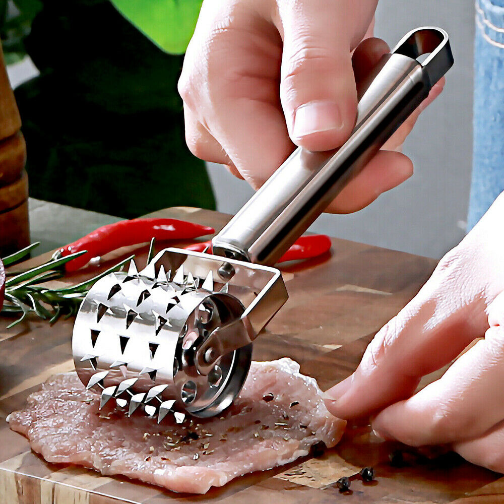 Stainless Steel Meat Tenderizer Roller Hammer Mallet For Steak Beef