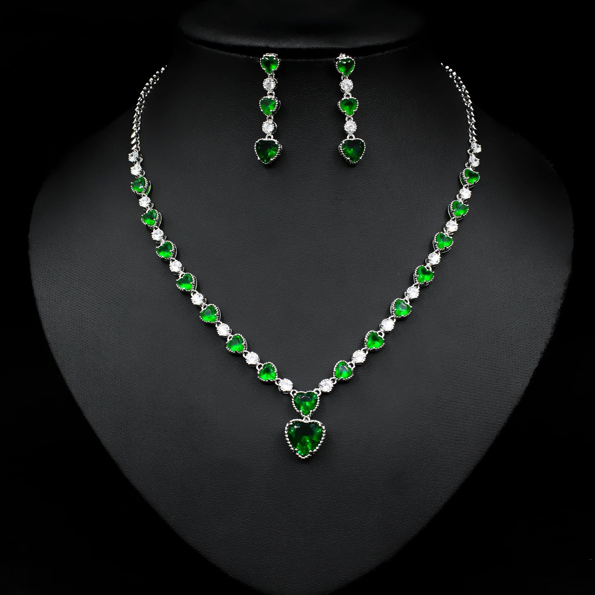 BROOCHITON green jewelery Silver Needle Zircon set