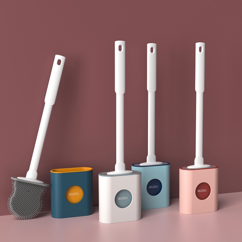 Silicone Toilet Brush Set Wall Mounted Household Long Handle Soft Bristles Cjdropshipping 