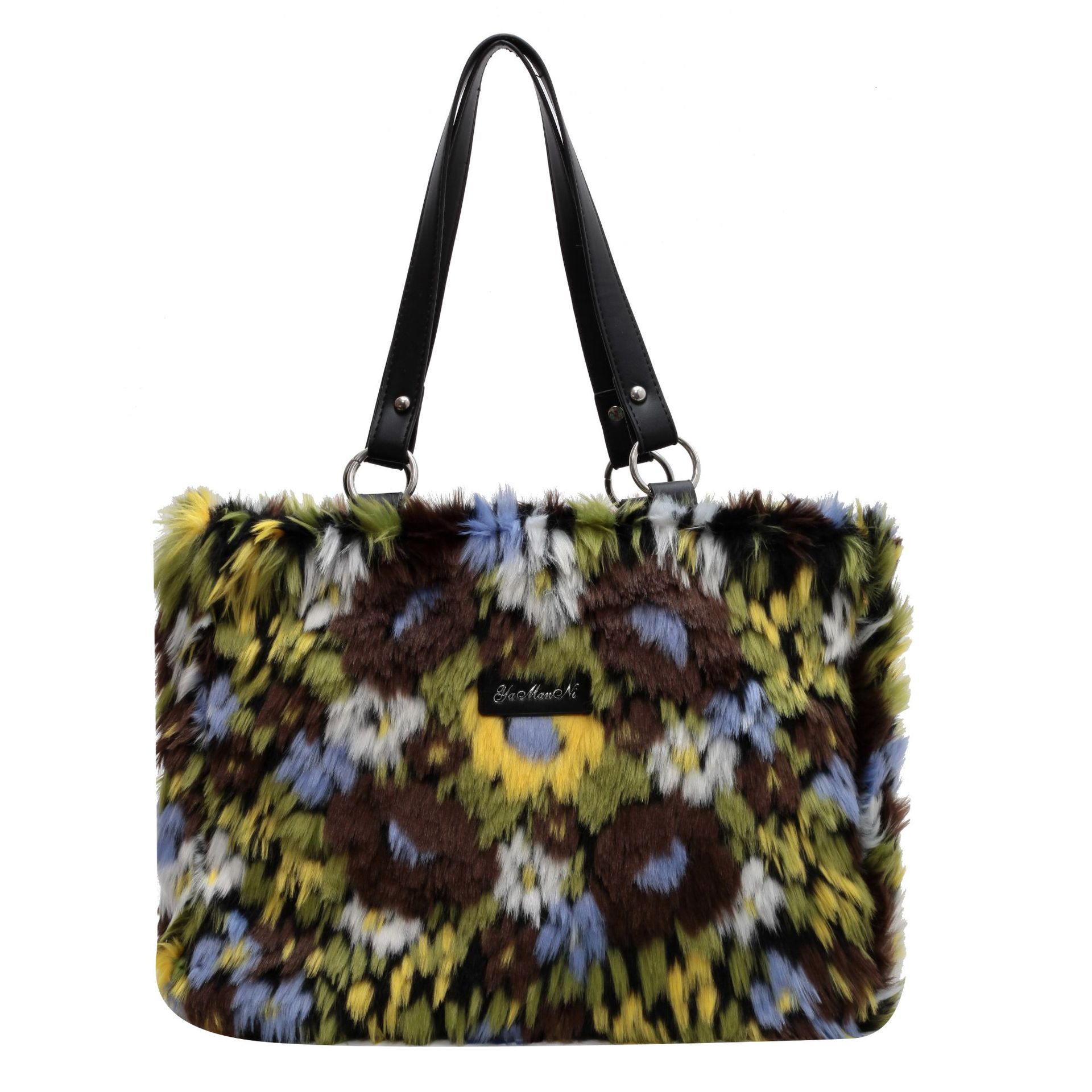 Winter Plush Bags Women Flowers Shoulder Bag Handbag - Picture 8 of 9