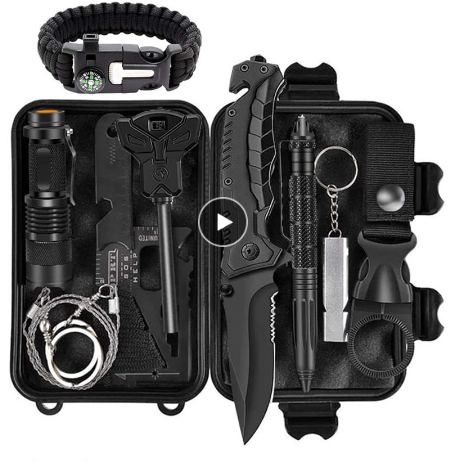 This multifunctional emergency kit is specially designed for outdoor and wilderness activities. It features a compass, whistle, flashlight, and fire starter, providing safety and security in any situation. Each tool is lightweight and easy to carry, empowering you to handle any emergency with confidence.