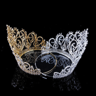 European And American Bridal Crown Luxury Rhinestone Big Crown Headdress—2
