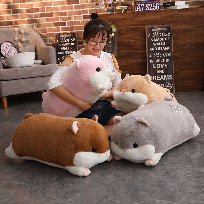 Cute Hamster Big Plush Toy Sleeping Hugging Cuddling Body Pillow Stuffed Animal Doll Cot Fluffy Soft Home Decor