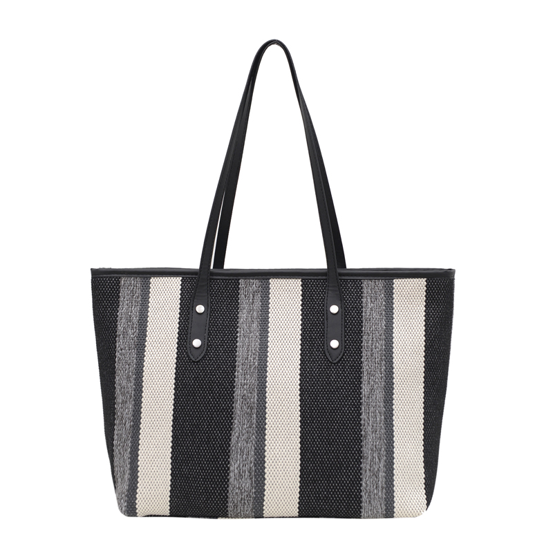 ea6b6e4a c9d1 4ddc ab6b 2b66d162433c - Fabric Stitching Vertical Stripes Hit Color Tote Bag Shoulder Bag