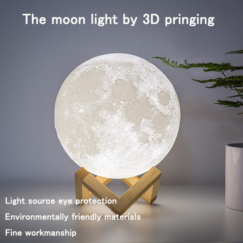 3D Printing Remote Moon Lamp USB LED Night Light Moonlight Touch Color  Changing