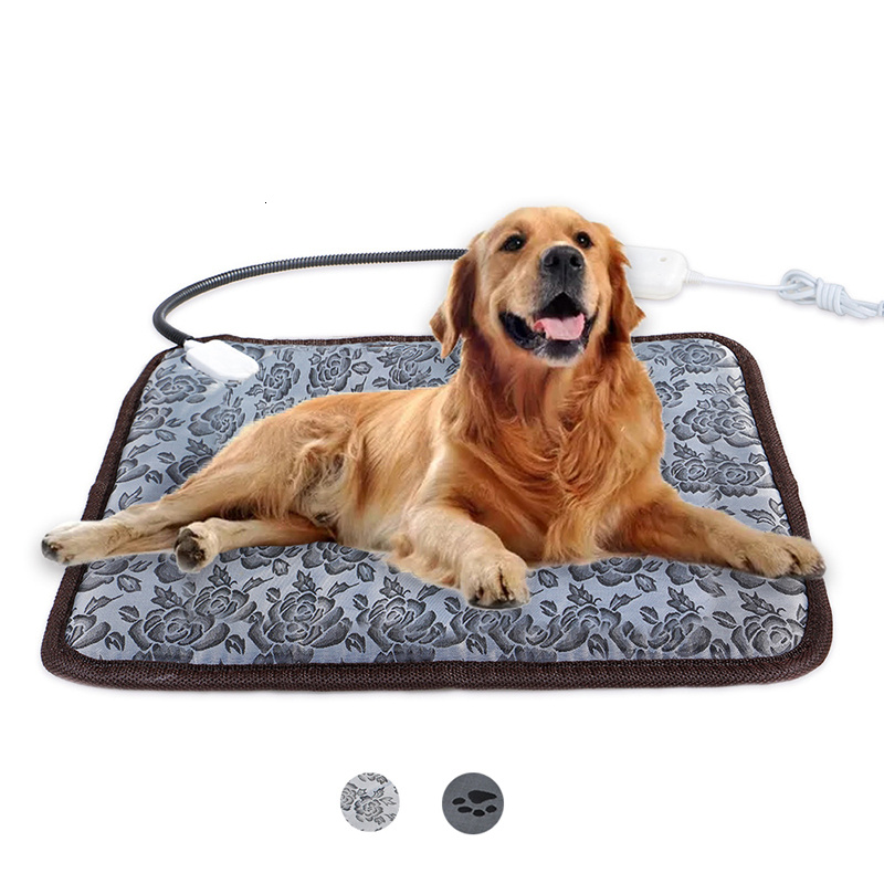 A Upgraded Pet Heating Pad for Dog Cat Heat Mat Indoor Electric Waterproof,with Timer and Temperature Adjustable Pet Bed Heater Warmer with Chew Resistant Steel Cord,17x 17 inch N 